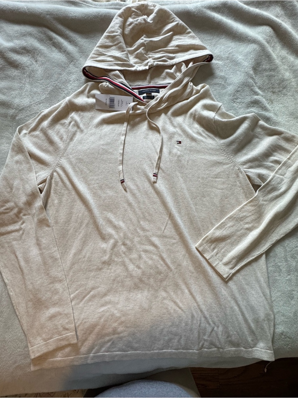 Tommy Hilfiger Cream Lightweight Hooded Long-Sleeve Shirt